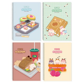 DADA SOSOFUN 兒童國語10格螺旋筆記本 4入組 (款式隨機), 4個, 隨機出貨