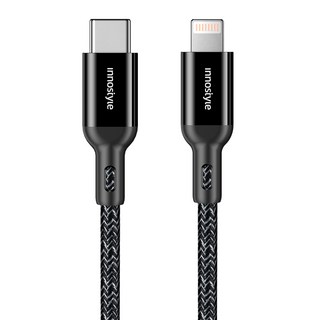 Innostyle PowerFlex 蘋果MFi認證 Type-C-Lightning PD充電線傳輸線快充線 凱夫拉, 1.5m, 黑色, 1個
