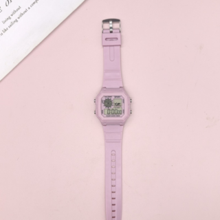 矽膠方形電子運動手錶, 粉紅色, 1個