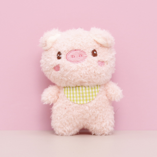 BtoWin Fubo 可愛圍巾豬安撫娃娃, 12cm, 1個, 粉紅色