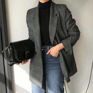 PEONIST 女款格紋西裝外套