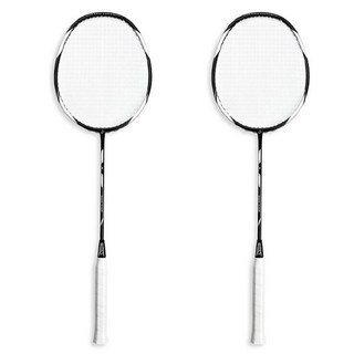 Smax Korea 碳纖維羽球拍 2支 + 球拍袋 + 握把布 2個 套組 黑白款, 1組, 單品