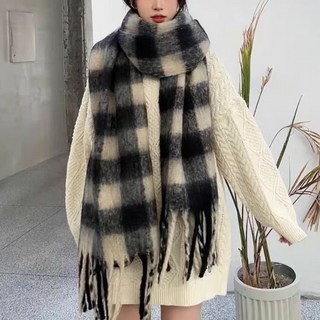 UNHAVE 格紋厚圍巾