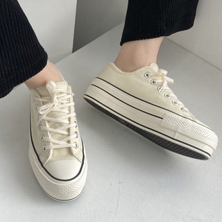 女款厚底毛絨帆布鞋