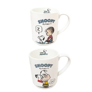 史努比 復古馬克杯 300ml x 2件組, 查理, 奈勒斯, 1套