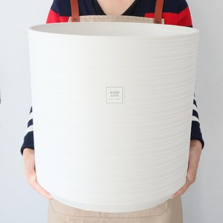特蘭茲 條紋 圓形 塑膠花盆 246W, 1個, 白色