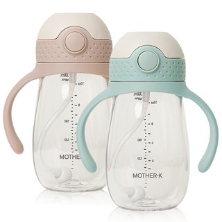 마더케이 유아용 허그 추 빨대컵 2종 세트, 300ml, 1세트, 핑크베이지 + 민트