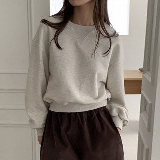 Sugarfun 女性克尼恩氣球袖短版長袖大學T