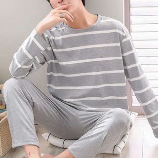 Eoripeul 男款舒適條紋睡衣上下套裝