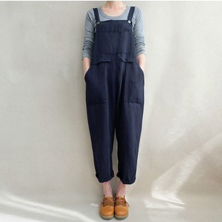 MarketA 女款寬鬆版型口袋吊帶褲