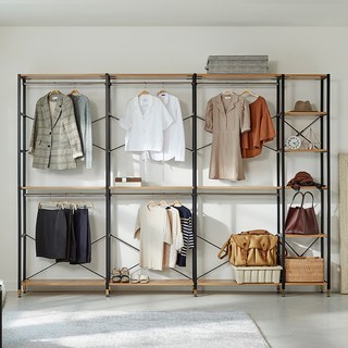 상도가구 모던하임 일자형 행거 2800 방문설치, 블랙 + 아카시아