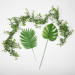 joyparty 人造龜背芋 + 棕櫚樹 + 莖組合, 1套, 混合色