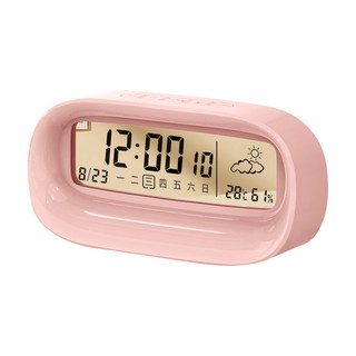 SUNORO 日式透明夜光電子鬧鐘, 粉色