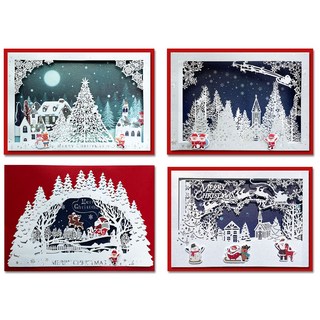 2500 聖誕節雷射立體卡片 4款組 A25, A25-7, A25-8, A25-9, A25-10, 1套