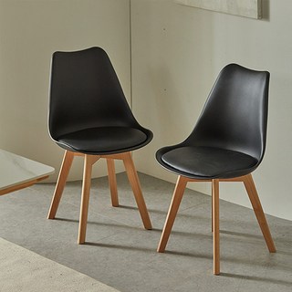 16 Piece AC C 風格餐椅 2件組, 黑色, 2個