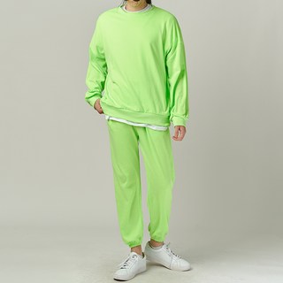 HIHOO 大學T + 束口褲 素色 上下裝套組 HE1030