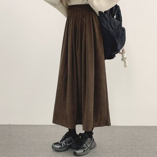 With Huilin 女款燈芯絨喇叭長裙