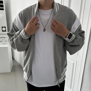 Meositta 男款肩部麂皮拼接棒球外套