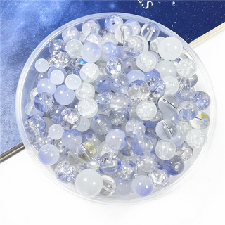 All is you 彩色串珠 DIY 6~10mm 套組, 1套, 冰藍色