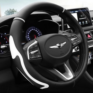 XFIT 電光皮革方向盤套, 白色