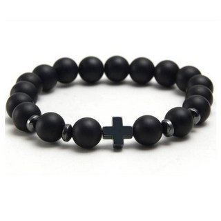 光明 天主教 天然念珠手鍊 黑色