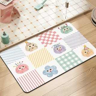 軟珪藻土地墊, 毛球 多彩格, 2個