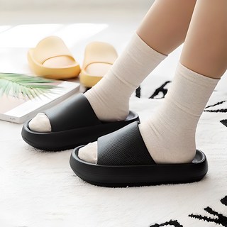 Able Factory 厚底室內拖鞋, 黑色, 1組