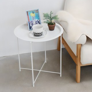 PaN EASY LIFE 羅倫托盤圓形邊桌, 白色