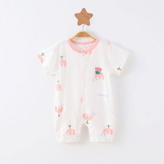 스타도어 소프트 순면 풀스냅 통기성 반팔 롬퍼