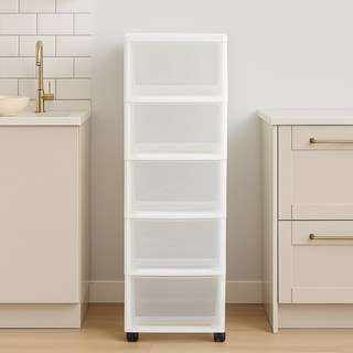 보노하우스 국내산 맥스 이동식 서랍장, 투명, 1개