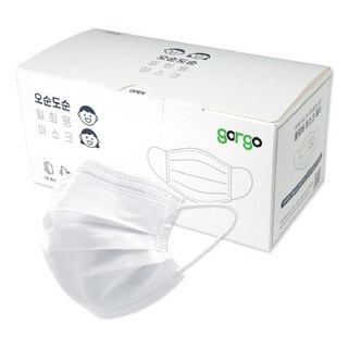 gorgo 拋棄式口罩 成人用 L, 白色, 50片, 1盒