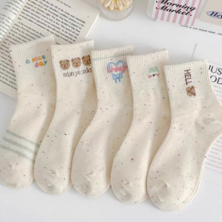 아스터 여성용 패션 중목 양말 5종 세트