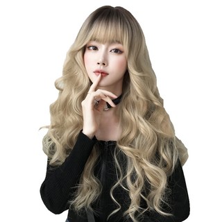 Pui Pui Wig 女性長捲髮全頂假髮 Qunix燙 金棕色, 1組