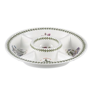 Portmerion Botanic Garden Chip and Dip 多合一共享盤, 1個, 混色