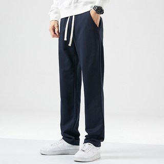 Goodif 男款寬鬆運動褲 寬版直筒鬆緊腰長褲