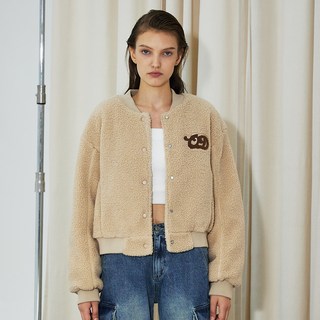 ORDINARY HOLIDAY 毛絨棒球外套 W7C24RJJP109, 米色