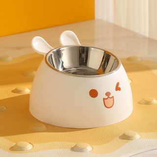 PASTEL PET 寵物豎耳眨眼兔餐碗, 1個, 白色