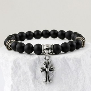 Shoveoff 男士十字架黑瑪瑙原石手鍊