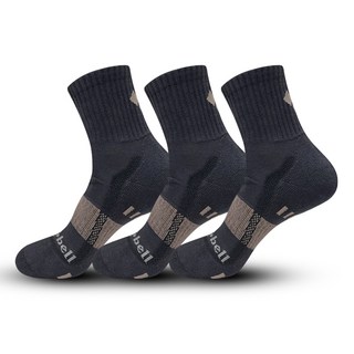 mont-bell 男士 Stone 背面標誌緩震中筒登山襪 3雙 MB-S07, 炭灰色, 1套