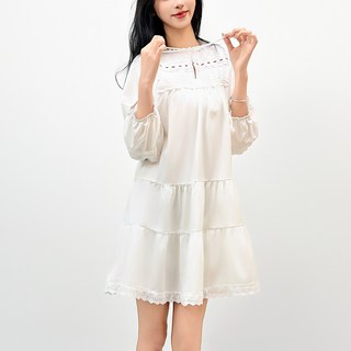 TheSirup 女款波西米亞風迷你連身裙 含大尺碼, 白色