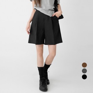코튼클로젯 여성용 투버튼 핀턱 와이드 버뮤다 슬랙스 5부 반바지
