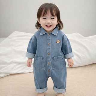 조이멀티 베어와펜 긴팔 데님 점프슈트