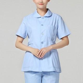 UNHEVE 圓領短袖簡潔護士服上衣