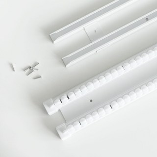 THEONE HOME DECO 可調節長度靜音電著雙層窗簾軌道, 白色