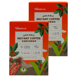 Vilson 米森 有機即溶黑咖啡, 2g, 25包, 2盒