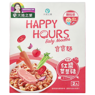 大地之愛 寶寶麵 紅醬菜菜豬豬 Set, 12個月以上寶寶適用, 150g, 1盒