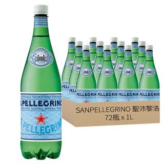 SANPELLEGRINO 聖沛黎洛 氣泡天然礦泉水 米其林餐廳佐餐水 水質清新純淨 含豐富礦物成份 寶特瓶裝 12瓶, 1L, 72瓶