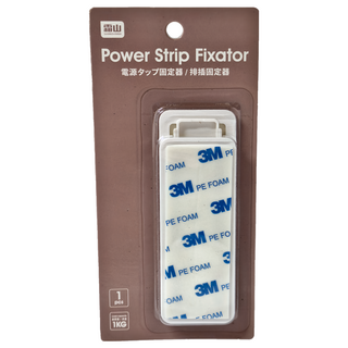 SHIMOYAMA 免鑽釘插槽式電源排插 延長線固定架 10 x 4 x 0.7cm, 1個, 白色