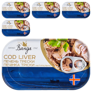 BANGA 鱈魚肝, 開罐即食, 冰島新鮮魚獲製成, 115g, 5罐