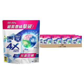 白蘭 4X極淨酵素抗病毒洗衣球 抗菌防螨 補充包, 30顆, 12袋